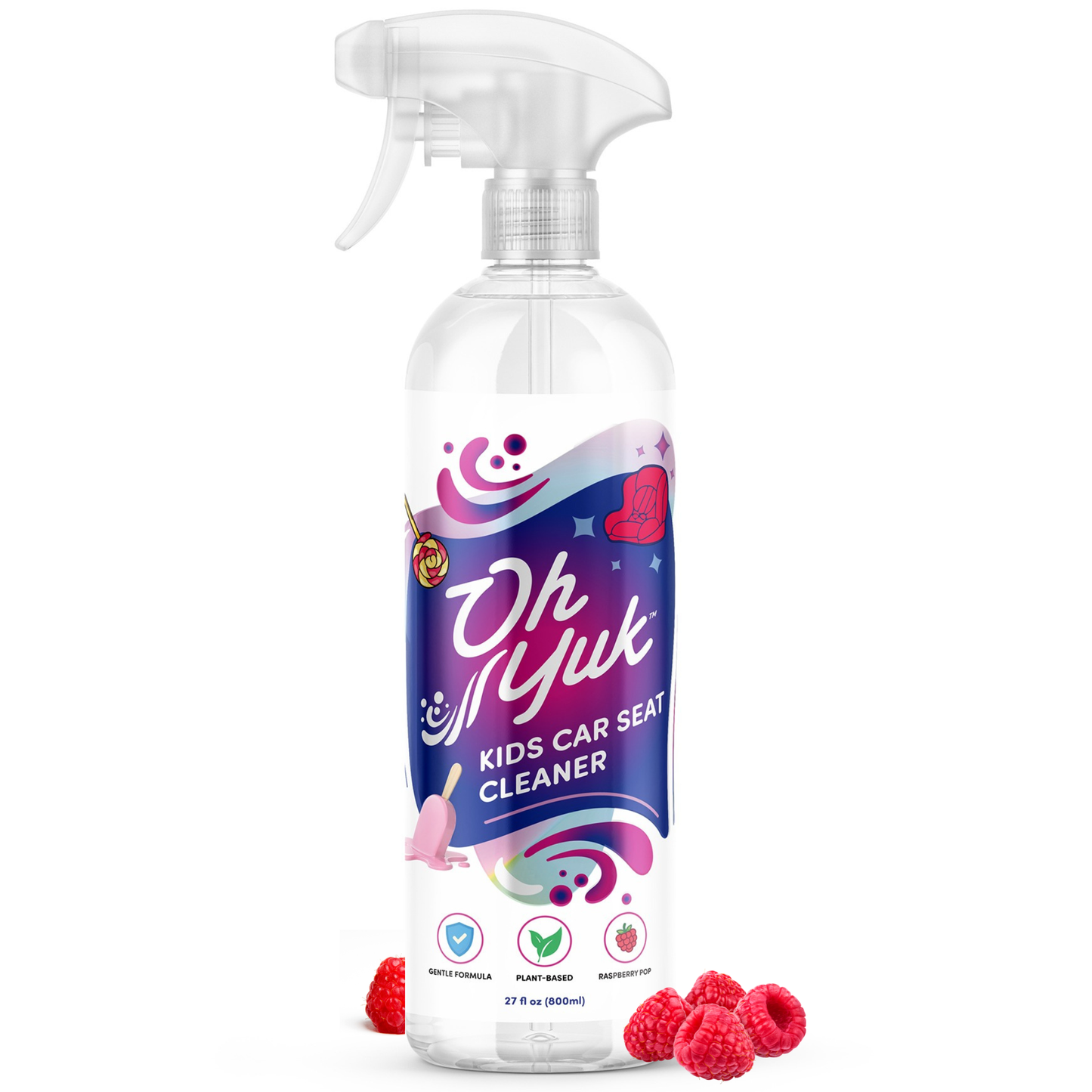 Oh Yuk Kids Car Seat Cleaner Spray – Probiotic Stain & Odor Remover – 27 fl oz