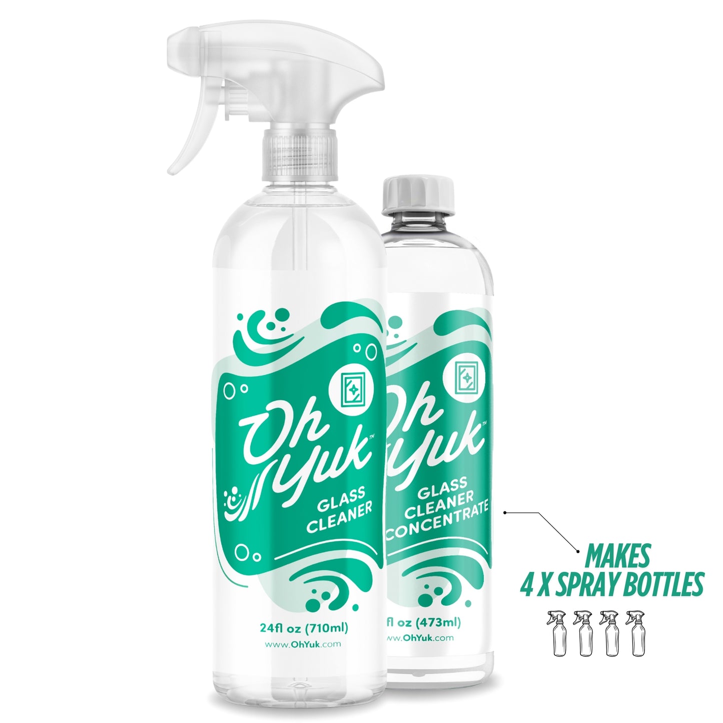 Glass Cleaner + 4X Refill – Combo with Concentrate Bottle