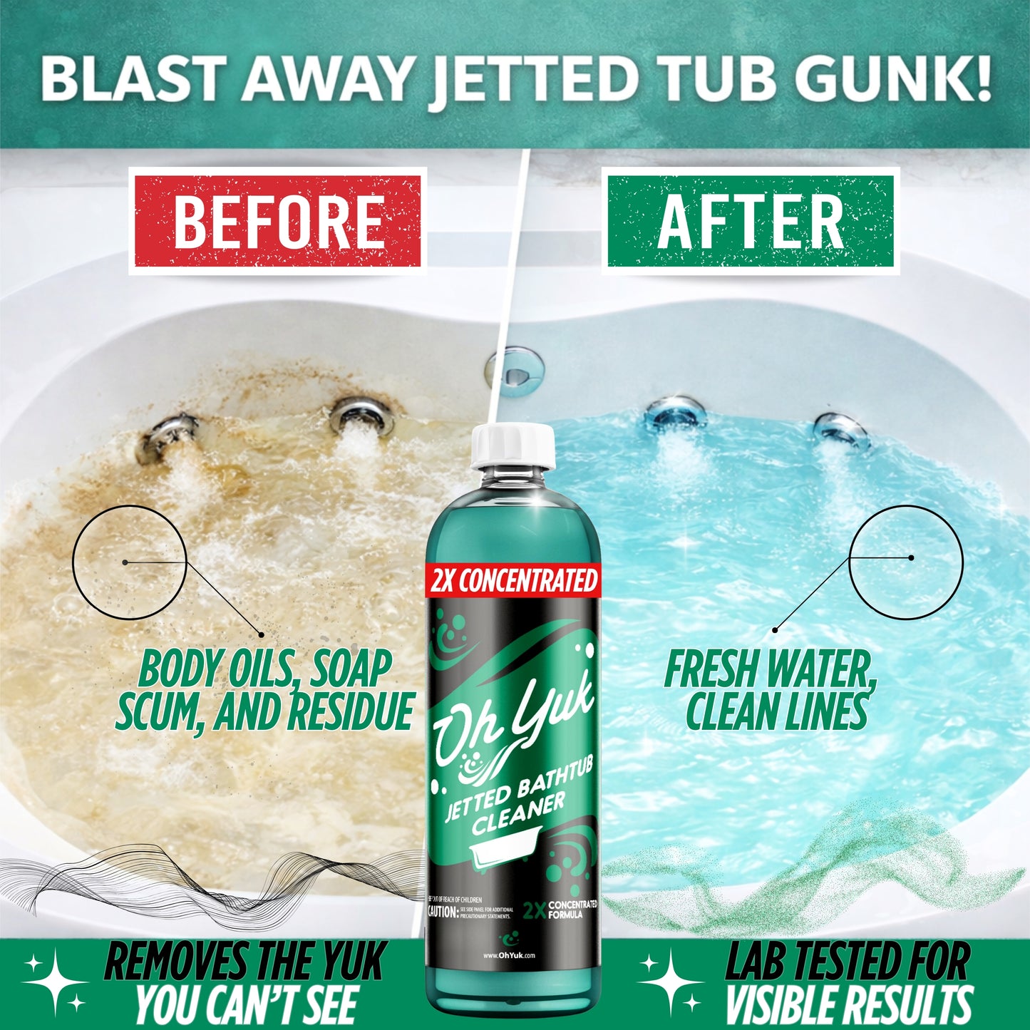 Oh Yuk Jetted Tub Cleaner 2X Concentrated