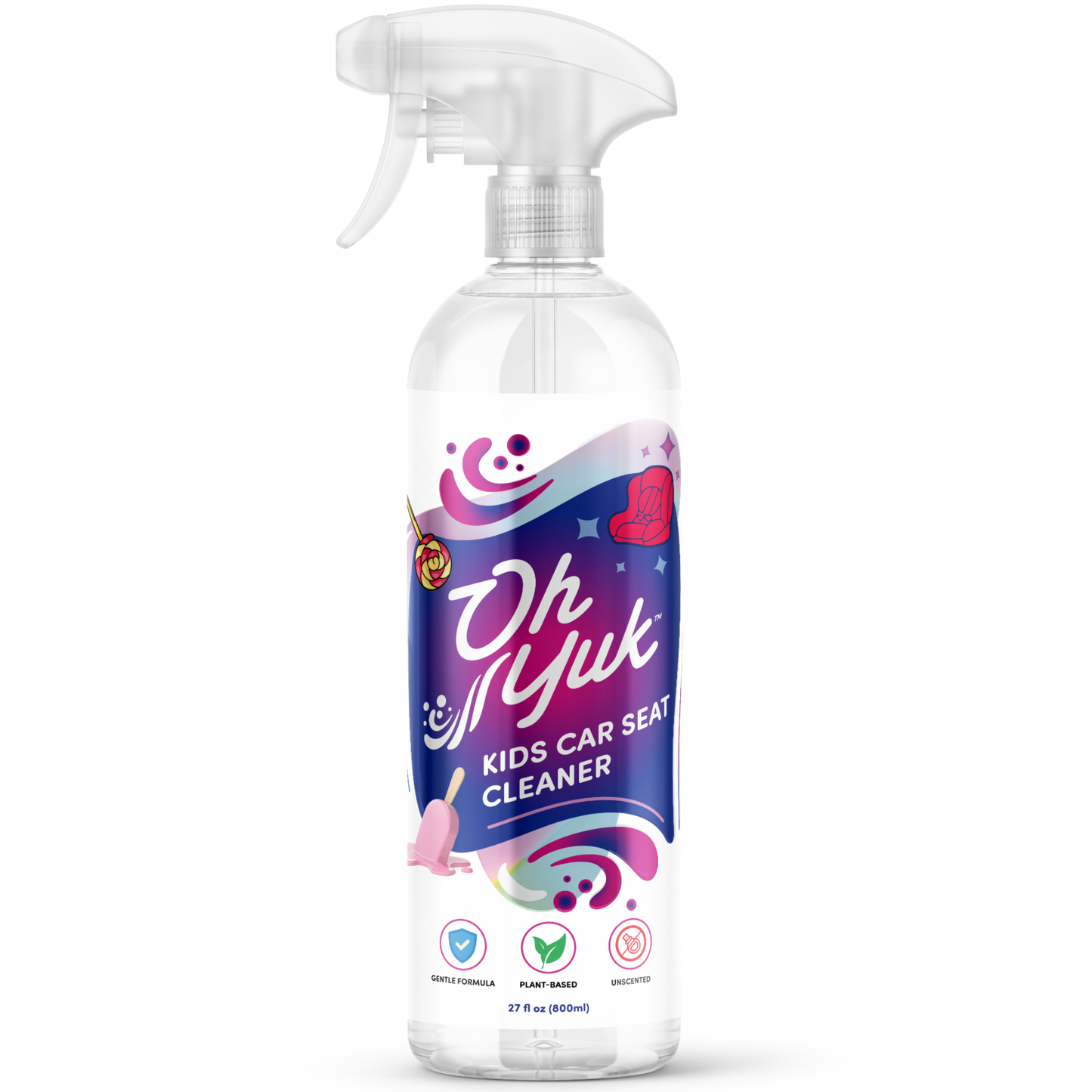 Oh Yuk Kids Car Seat Cleaner Spray – Probiotic Stain & Odor Remover – 27 fl oz